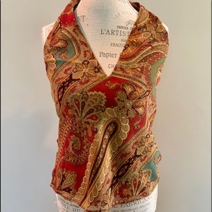 Ralph Lauren Brown Silk Paisley Halter Top Small 4